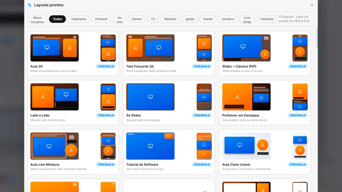 Print da galeria de layouts prontos com a sua marca